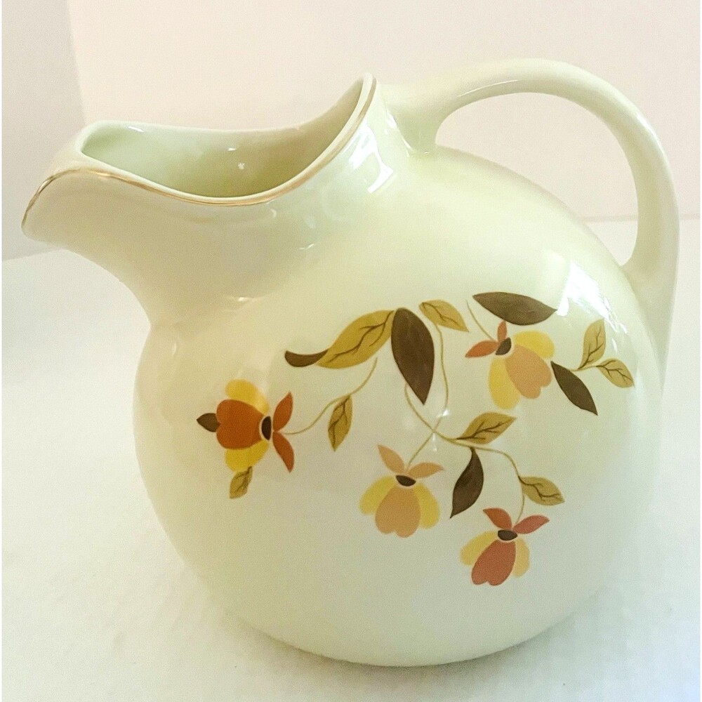 Vintage Hall's Superior Quality Autumn Leaf Ice Lip Tea Water Pitcher 8 inch